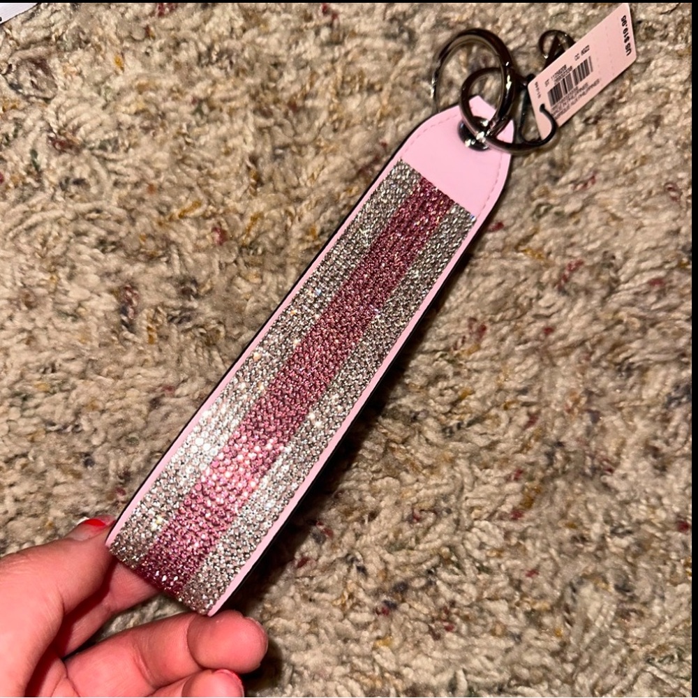 - keychain Victoria’s Secret sexy blush and silver diamond studded wristlet 🩷✨